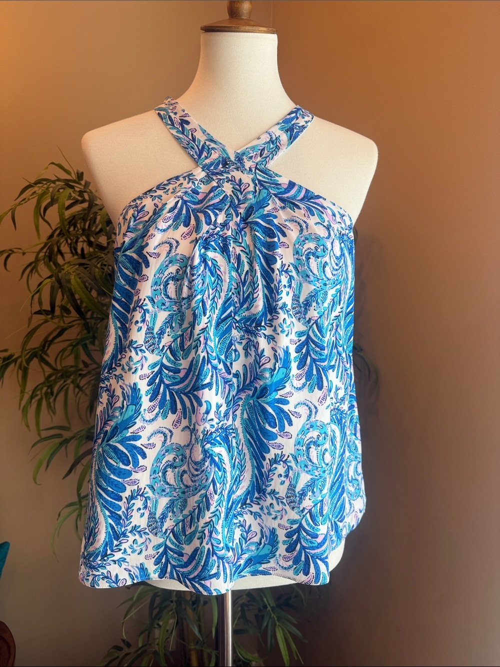 Lilly Pulitzer Blue Paisley Halter Top
